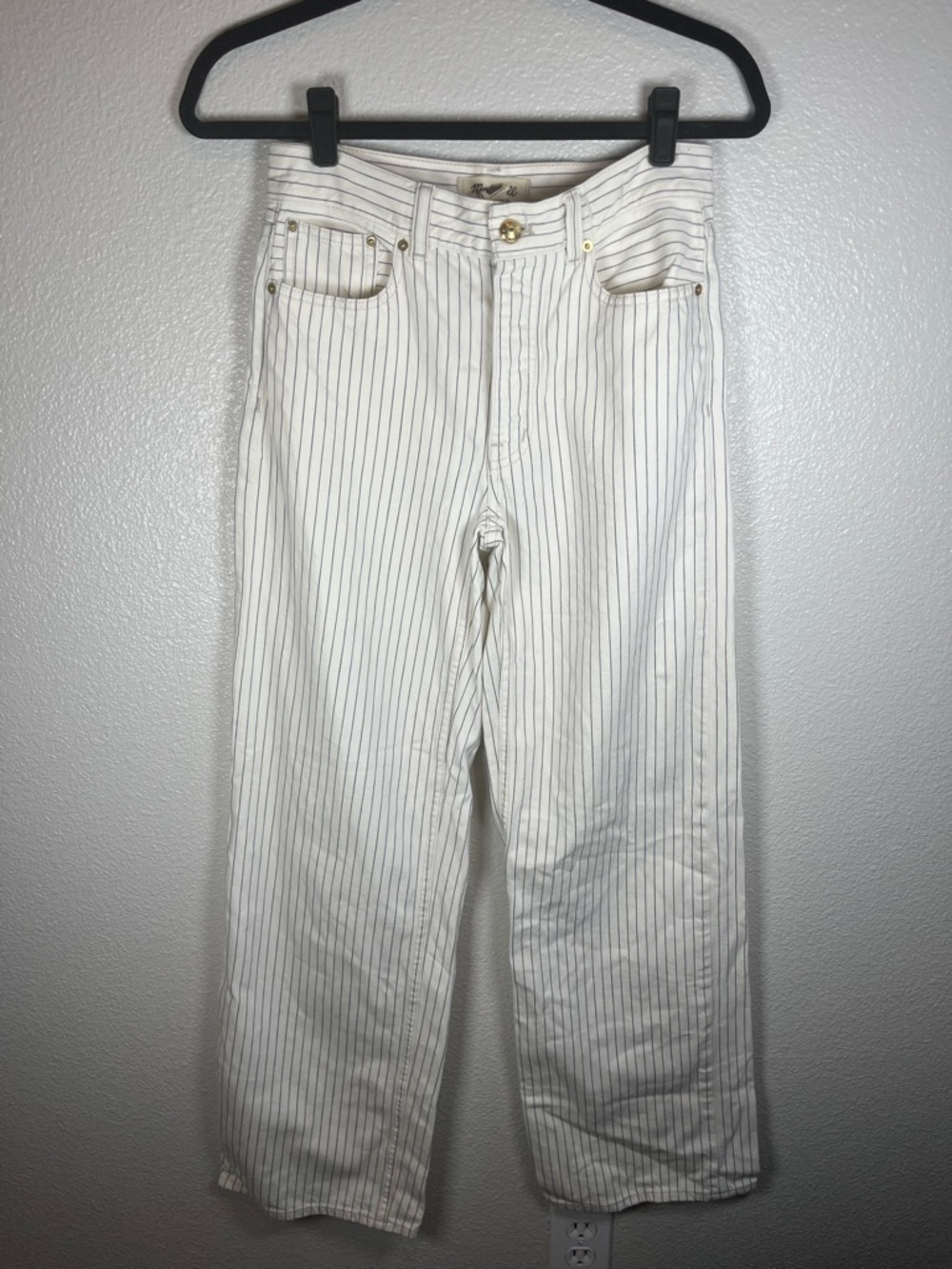 Madewell Low-Slung Baggy Jeans Grey Railroad Stripe-Rigid 23 - Picture 5 of 12